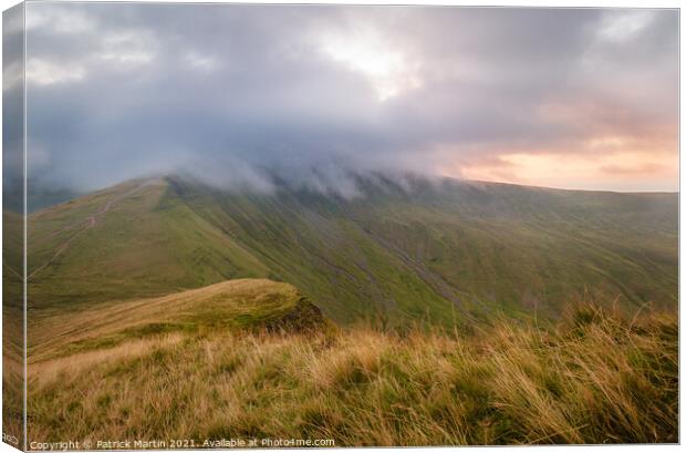 Pen-y-Fan clouds at sunset Canvas Print by Patrick Martin