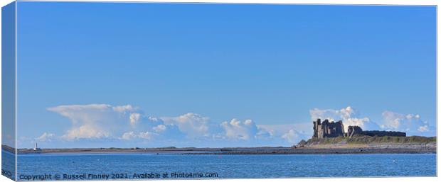 Barrow-in-Furness and the Piel Channel Castle and light house Canvas Print by Russell Finney