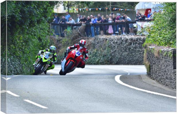 2022 IOM TT tourist trophy races, motorbikes, MotoGP, BSB, WSBK, Gas Monkey, UK England Canvas Print by Russell Finney