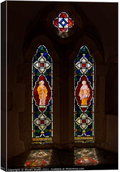 Stained Glass Window, St Peter's Church, Church Kn Canvas Print by Stuart Wyatt