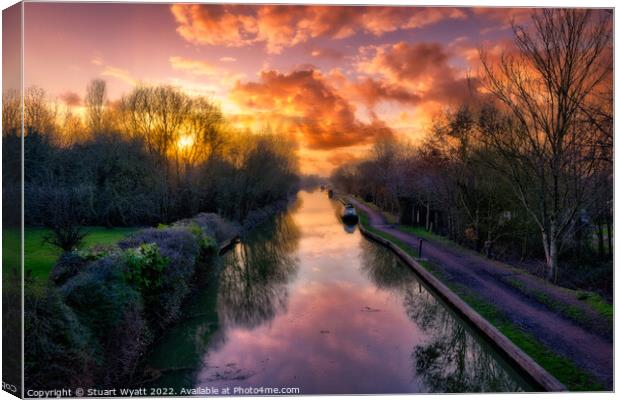 Sunset On The Canal Canvas Print by Stuart Wyatt