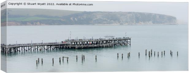 Swanage Piers Side by Side Canvas Print by Stuart Wyatt