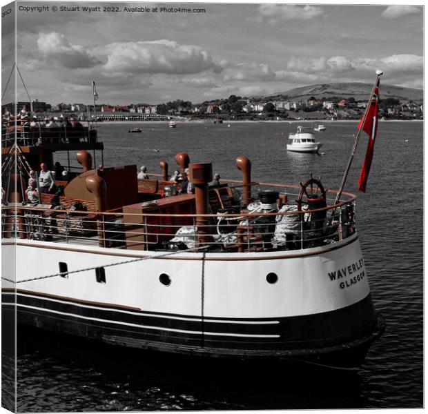 Swanage welcomes the Waverley paddle steamer Canvas Print by Stuart Wyatt