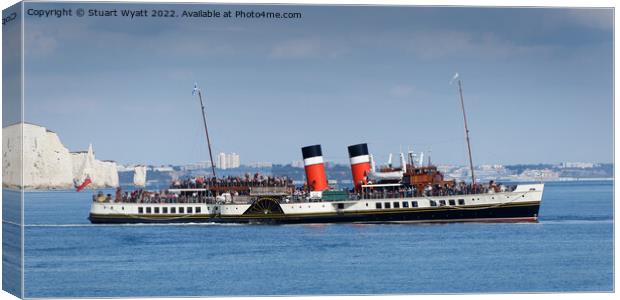 Old Harry and the paddle steamer Waverley Canvas Print by Stuart Wyatt