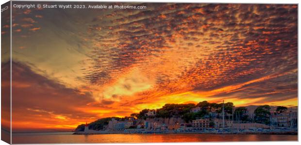 Gold and Red Sunset at Sanary sur Mer, South of Fr Canvas Print by Stuart Wyatt