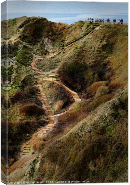 Steps to Man of War Bay, Dorset Coast Canvas Print by Stuart Wyatt