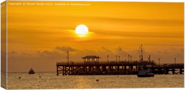 Swanage Pier Sunrise Canvas Print by Stuart Wyatt