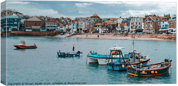 St Ives: Harbour Beach and Town Canvas Print by Stuart Wyatt