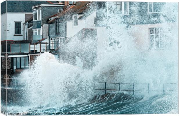 Big Wave hits St Ives Canvas Print by Stuart Wyatt
