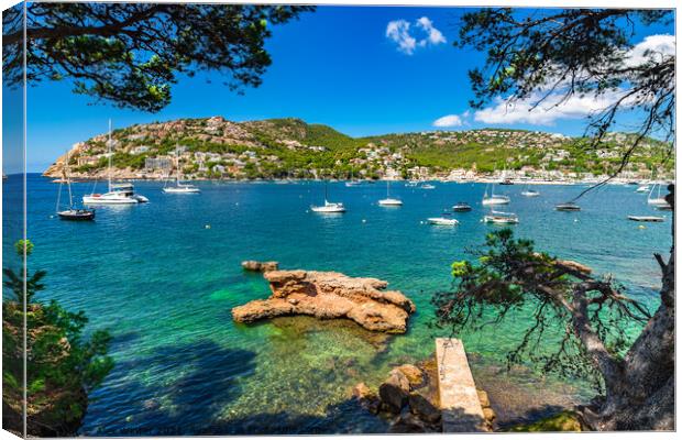 Port de Andratx, Majorca, Idyllic bay with boats Canvas Print by Alex Winter