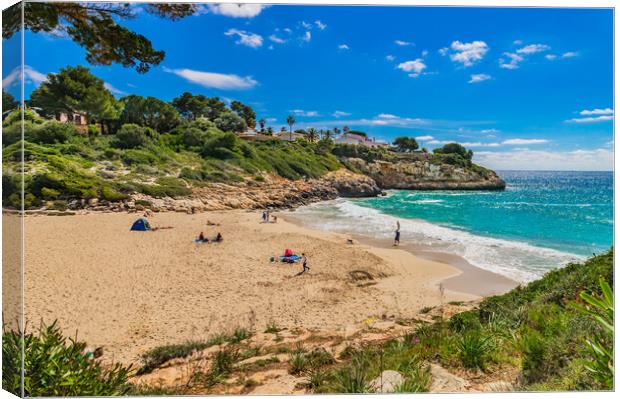 Beach seaside bay of Cala Anguila, Majorca Spain Canvas Print by Alex Winter