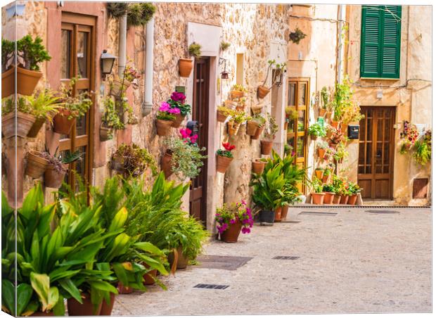 Idyllic street in Valldemossa village Canvas Print by Alex Winter