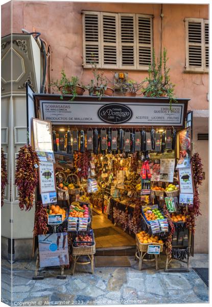 Traditional gourmet food souvenier store Canvas Print by Alex Winter