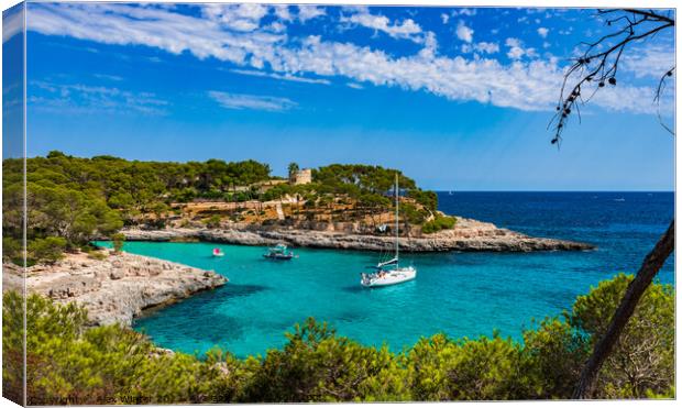 Bay with boats on Majorca island Canvas Print by Alex Winter