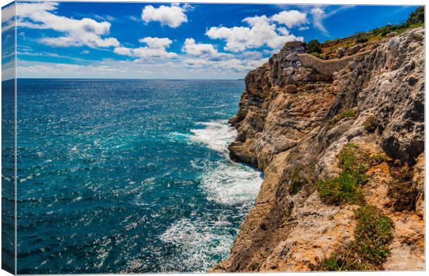 View of maritime seascape with rocky coastline  Canvas Print by Alex Winter