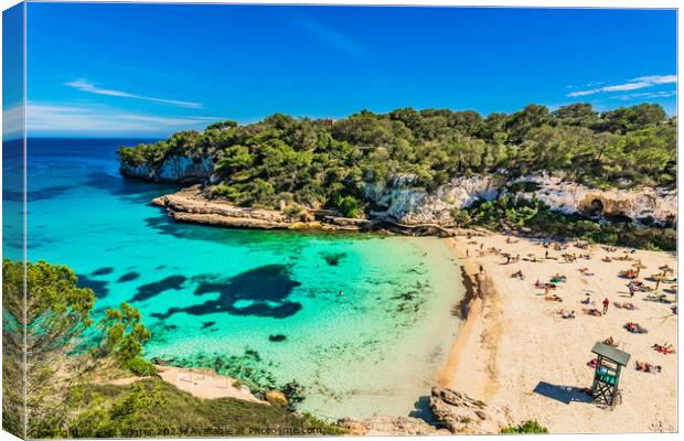 Beautiful view of Cala Llombards beach bay Canvas Print by Alex Winter