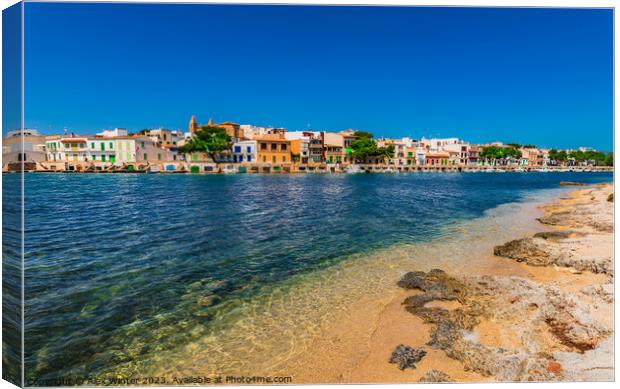 View of Porto Colom harbour Canvas Print by Alex Winter