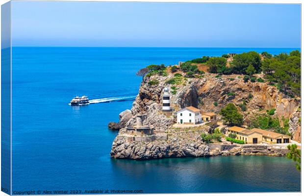 Idyllic view of lighthouse of Port de Soller Canvas Print by Alex Winter