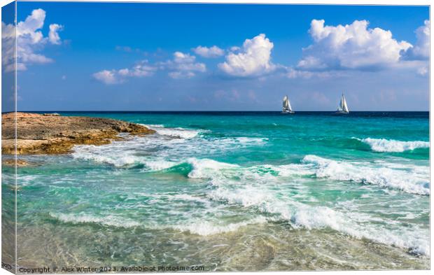 Beautiful seascape with two sailboats Canvas Print by Alex Winter