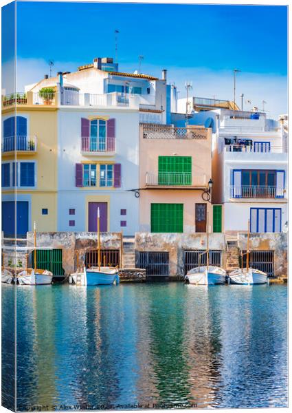 Mallorca, Colourful Porto Colom Canvas Print by Alex Winter