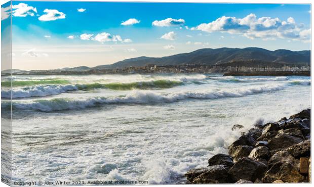 Wavy seascape with beautiful light  Canvas Print by Alex Winter