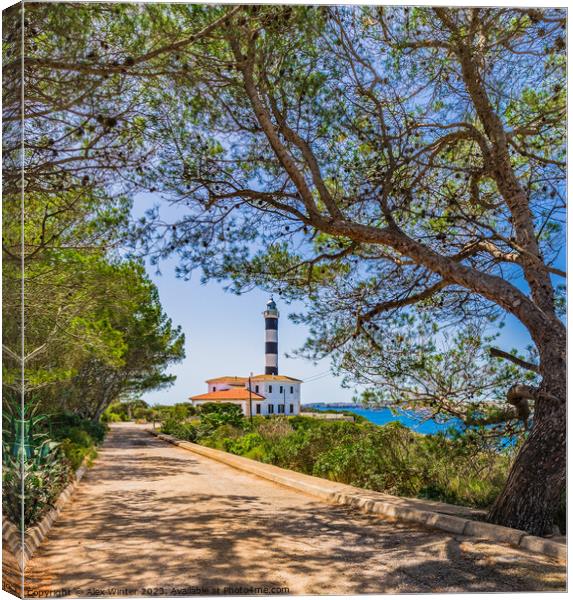 Lighthouse in Porto Colom Canvas Print by Alex Winter