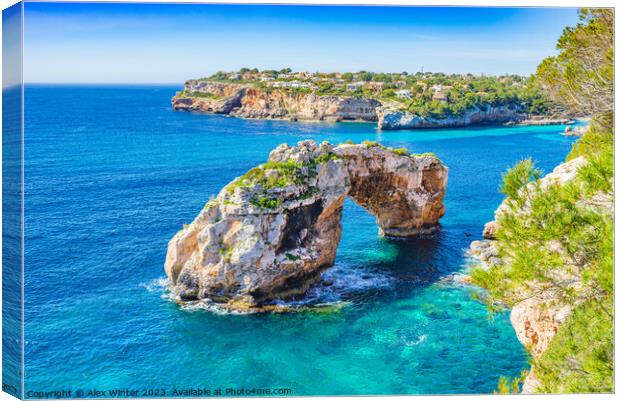 Es Pontas Majorca, natural arch in the southeast of the island of Mallorca Spain Canvas Print by Alex Winter