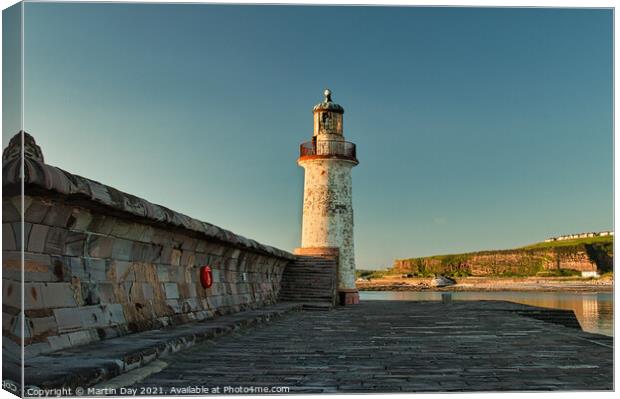 Whitehaven lighthouse on the west pier Canvas Print by Martin Day