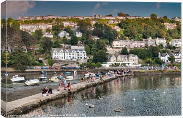 Catching Crabs in Lively Looe Canvas Print by Martin Day