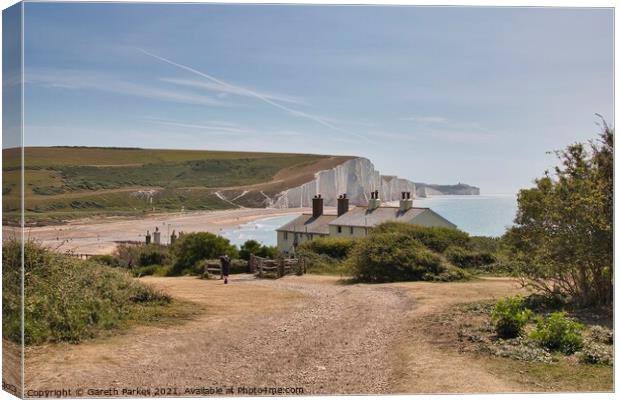 Coastguard Cottages at Seaford Head Canvas Print by Gareth Parkes