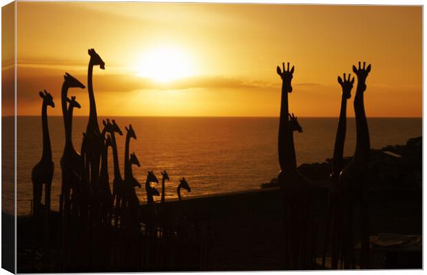 Giraffe sculptures silhouette Canvas Print by Fiona Etkin