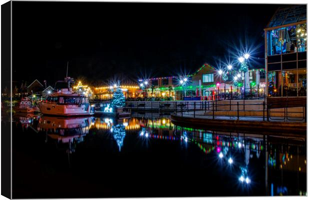 Sovereign Harbour night lights Canvas Print by Fiona Etkin