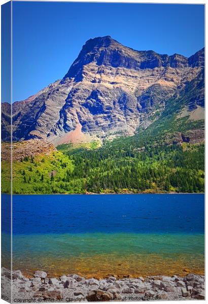 Lake in Waterton Park Alberta Canada Rocky Mountains Canvas Print by PAULINE Crawford