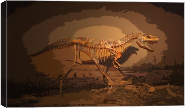 Dinosaur Dino T-Rex Sleleton, Prehistoric Geometric Art Canvas Print by PAULINE Crawford