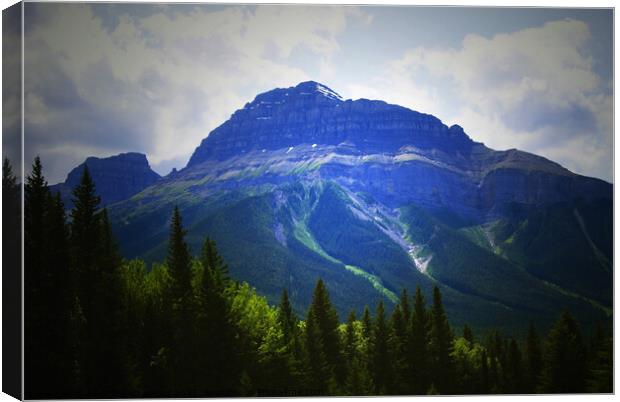 Darkness Starts in the Rocky Mountains Alberta Canada Canvas Print by PAULINE Crawford