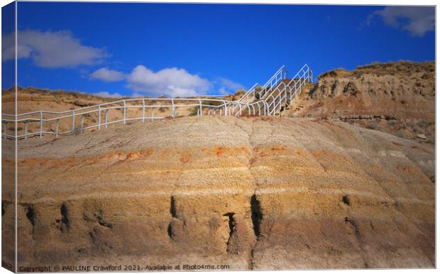 Staircase through the Drumheller Badlands in Alberta Canada Canvas Print by PAULINE Crawford