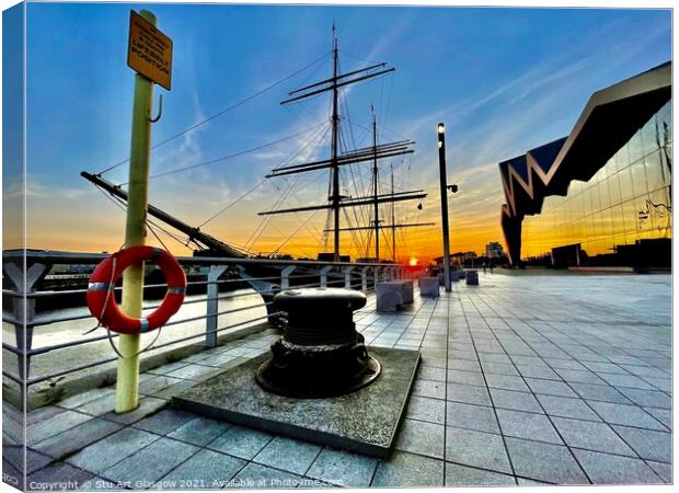 Ships and Sunsets  Canvas Print by Stu Art Glasgow
