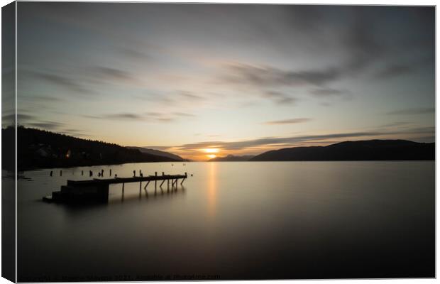 Winter Sunset on Loch Ness Canvas Print by Maxine Stevens
