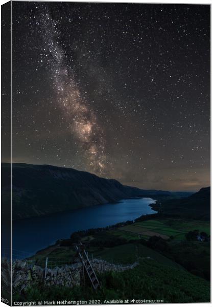 Milky Way over Wastwater Canvas Print by Mark Hetherington