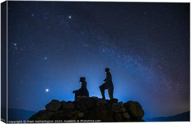 The Milky Way over the Collie and Mackenzie statue in Skye Canvas Print by Mark Hetherington