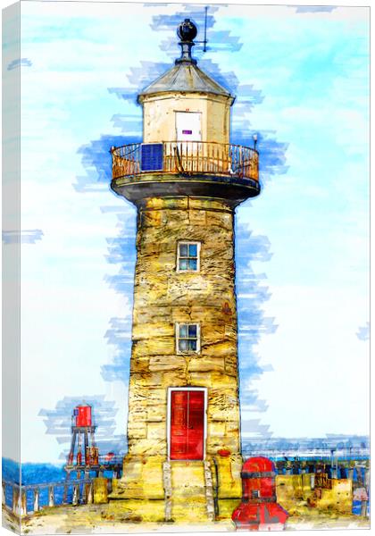 Whitby Lighthouse - Sketch Canvas Print by Picture Wizard