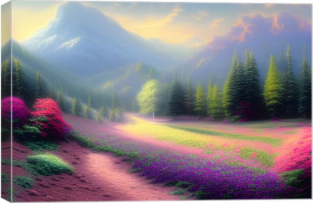 Flowers In The Mountains Canvas Print by Picture Wizard