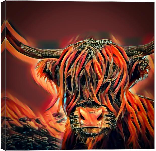 Rusty Highland Cow Canvas Print by Picture Wizard