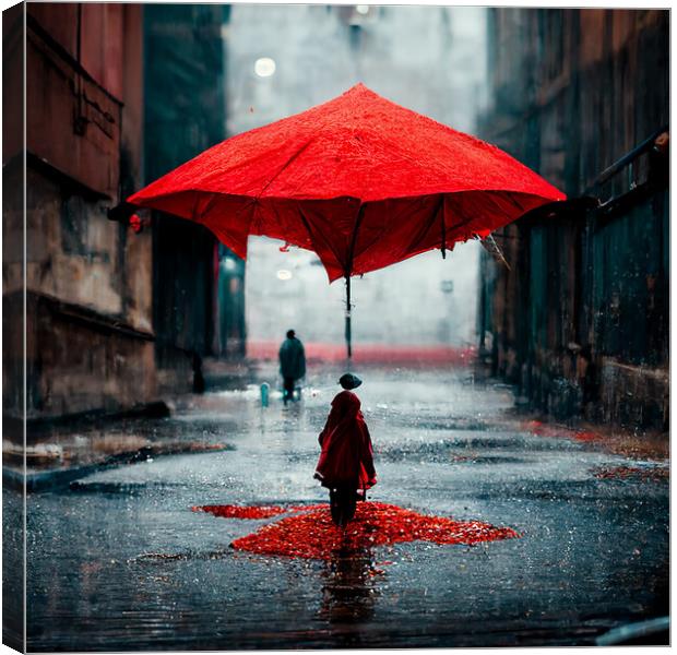 Red Umbrella Canvas Print by Picture Wizard