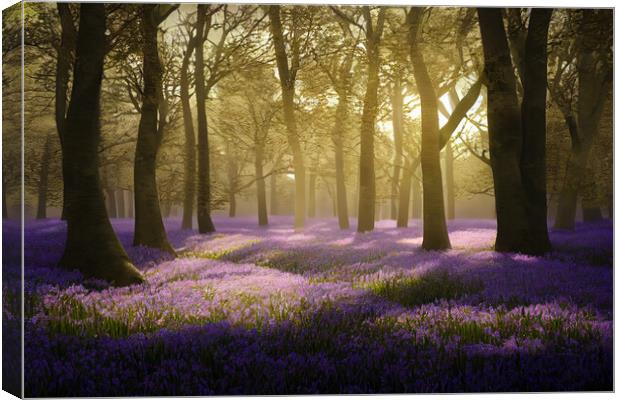 Bluebells In The Woods Canvas Print by Picture Wizard