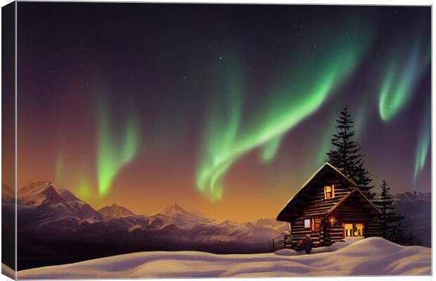 Under The Aurora Canvas Print by Picture Wizard