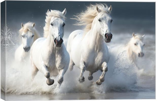 White Stallions Canvas Print by Picture Wizard