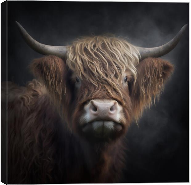 Highland Cow Portrait 2 Canvas Print by Picture Wizard