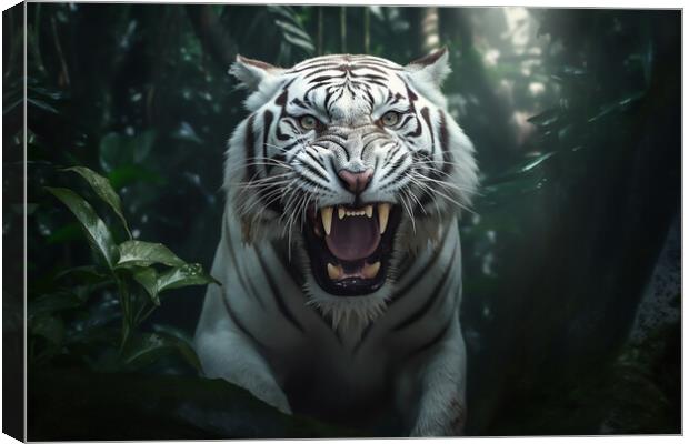 White Tiger Growl Canvas Print by Picture Wizard