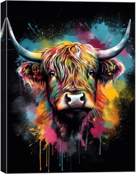 Highland Cow Colours 3 Canvas Print by Picture Wizard